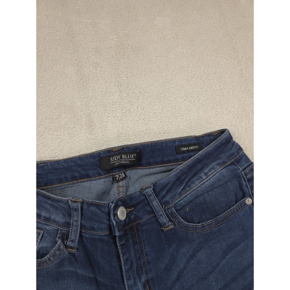 Judy Blue Jeans Womens 7 28 Crop Flare Leg Denim Frayed Hem - Picture 5 of 9